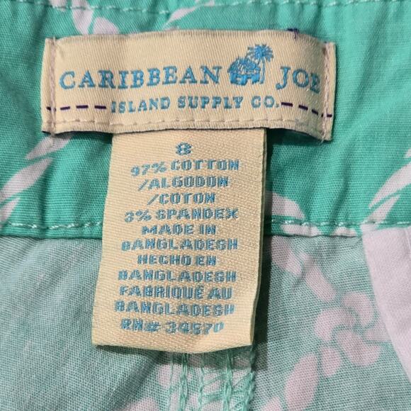 Caribbean Joe Green & White Rope Knot Print Bermuda Shorts Multiple Pockets - Picture 3 of 6